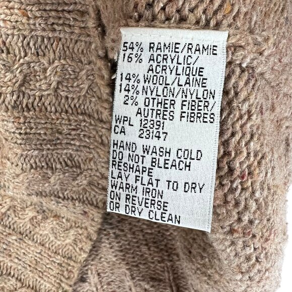 Talbots Knit Sweater Robin Bird Holly Branch Khaki Brown Collar Casual Comfy LG - Picture 9 of 12